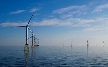 Offshore wind turbines in the sea