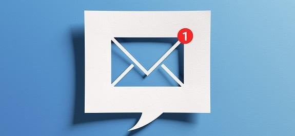 Envelope icon with notification showing one message received