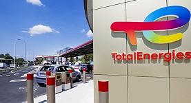 TotalEnergies logo on the exterior of a service station building